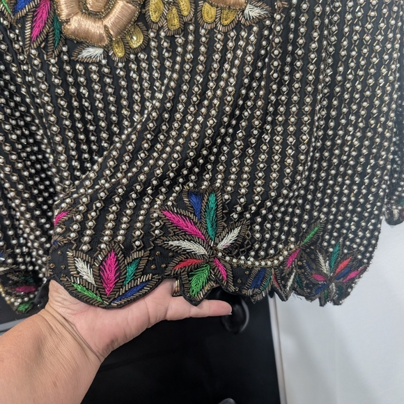 Vintage Hand Beaded Silk Jacket- Perfect For NFR - Picture 8 of 9